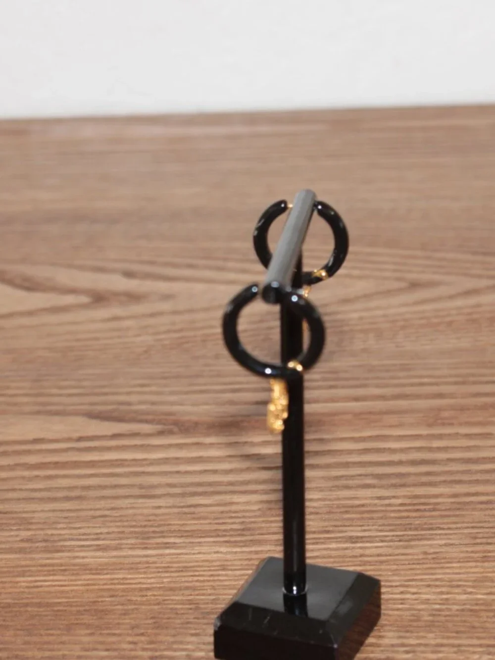 Tory Burch Black Hoop Logo Charm Earrings NWT